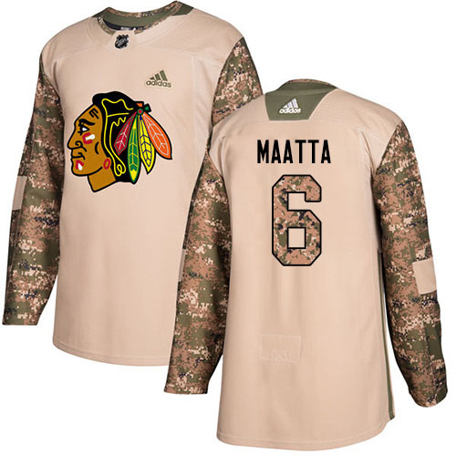 Adidas Blackhawks #6 Olli Maatta Camo Authentic 2017 Veterans Day Stitched Youth NHL Jersey