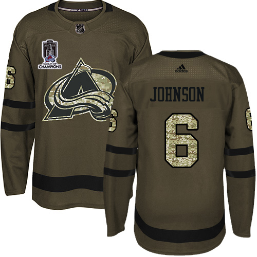 Adidas Avalanche #6 Erik Johnson Green Youth 2022 Stanley Cup Champions Salute To Service Stitched NHL Jersey