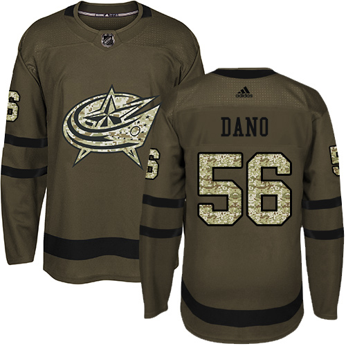 Adidas Blue Jackets #56 Marko Dano Green Salute to Service Stitched Youth NHL Jersey