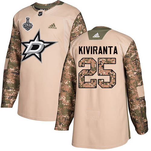 Adidas Stars #25 Joel Kiviranta Camo Authentic 2017 Veterans Day Youth 2020 Stanley Cup Final Stitched NHL Jersey