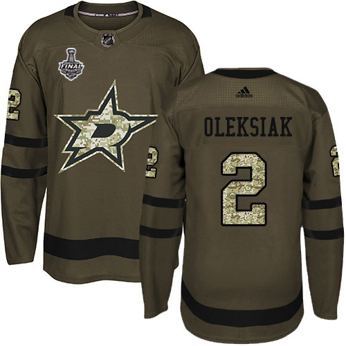 Adidas Stars #2 Jamie Oleksiak Green Salute to Service Youth 2020 Stanley Cup Final Stitched NHL Jersey