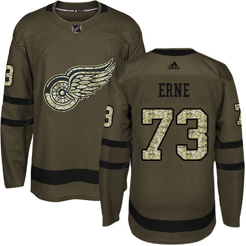 Adidas Red Wings #73 Adam Erne Green Salute to Service Stitched Youth NHL Jersey