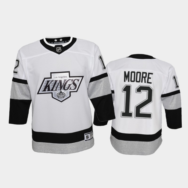 Adidas Kings #12 Trevor Moore Youth 2021-22 Alternate Game NHL Jersey - White