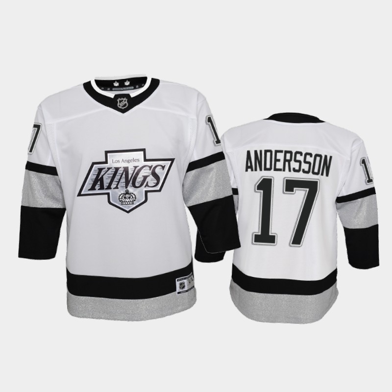 Adidas Kings #17 Lias Andersson Youth 2021-22 Alternate Game NHL Jersey - White