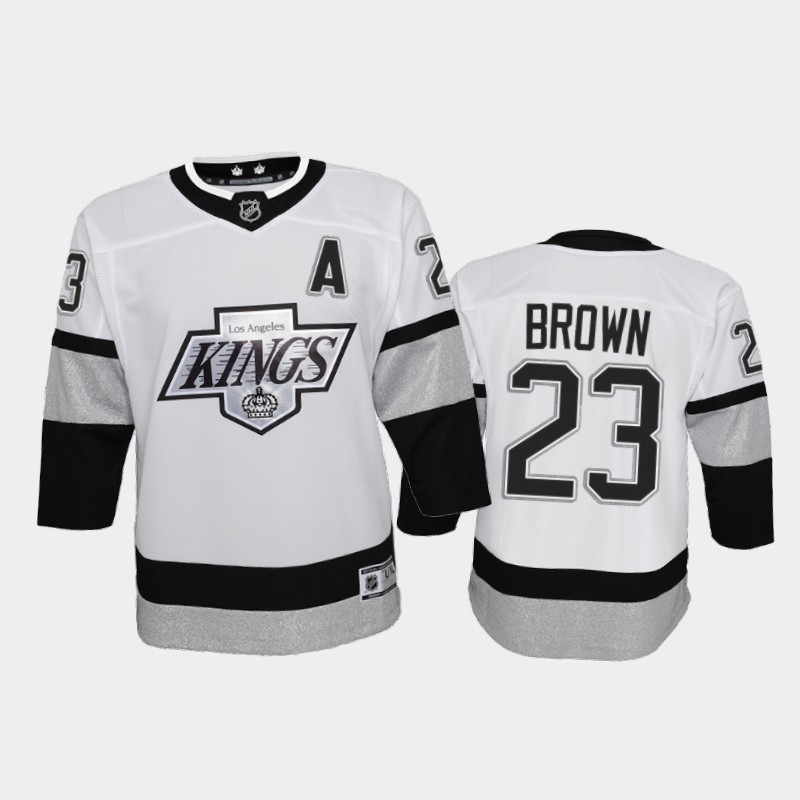 Adidas Kings #23 Dustin Brown Youth 2021-22 Alternate Game NHL Jersey - White