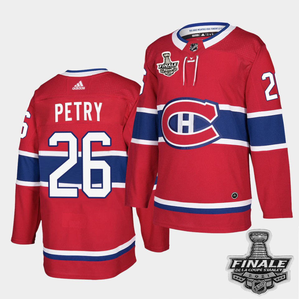 Adidas Canadiens #26 Jeff Petry Red Home Authentic Youth 2021 NHL Stanley Cup Final Patch Jersey