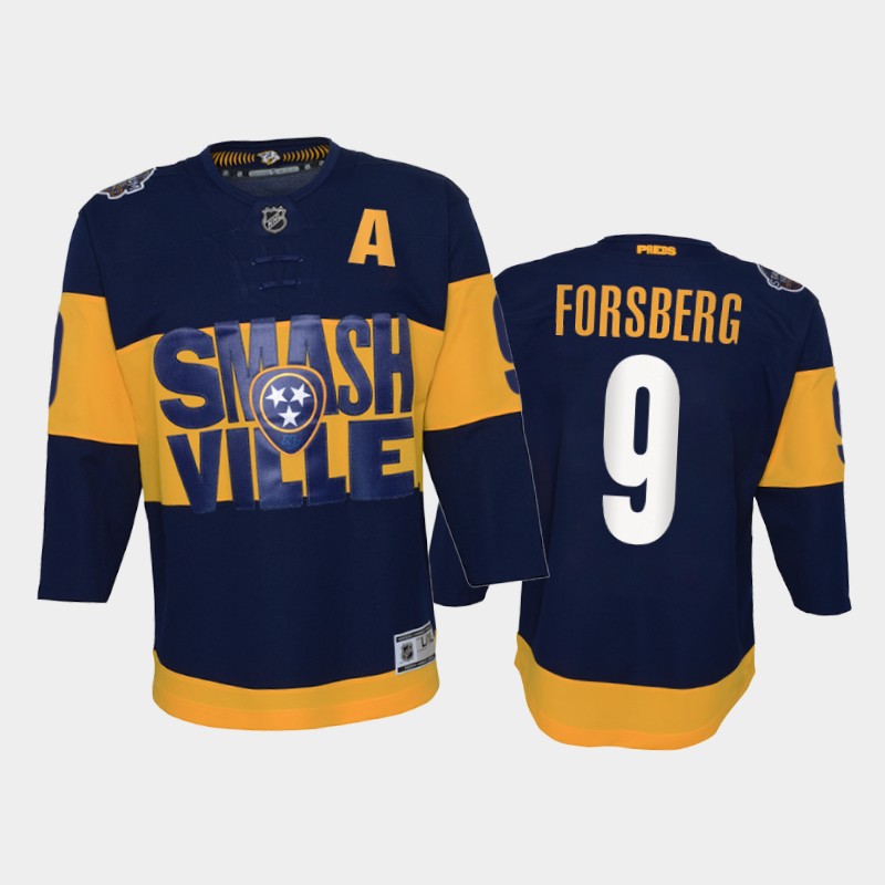 Adidas Predators #9 Filip Forsberg Youth 2022 Stadium Series Game NHL Jersey - Navy