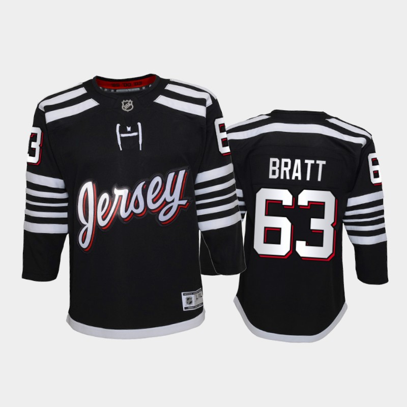 Adidas Devils #63 Jesper Bratt Youth 2021-22 Alternate Game NHL Jersey - Black