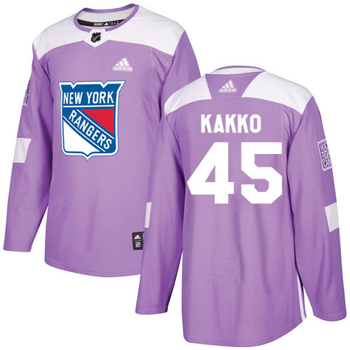 Adidas Rangers #45 Kappo Kakko Purple Authentic Fights Cancer Stitched Youth NHL Jersey