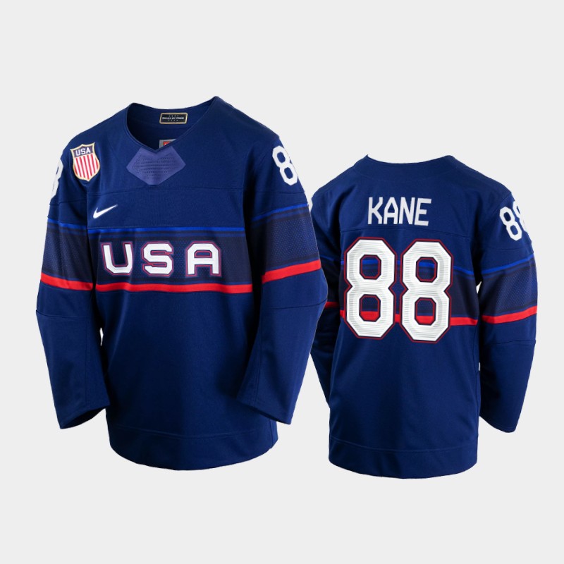 U.S. Men's Hockey #88 Patrick Kane Nike Youth Beijing 2022 Winter Olympics Away Jersey - Navy