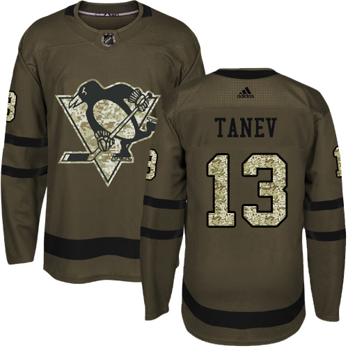 Adidas Penguins #13 Brandon Tanev Green Salute to Service Stitched Youth NHL Jersey