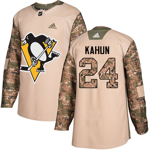 Adidas Penguins #24 Dominik Kahun Camo Authentic 2017 Veterans Day Stitched Youth NHL Jersey