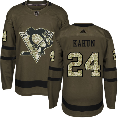 Adidas Penguins #24 Dominik Kahun Green Salute to Service Stitched Youth NHL Jersey