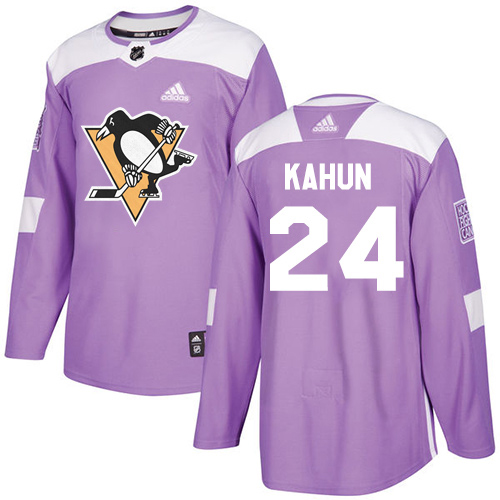 Adidas Penguins #24 Dominik Kahun Purple Authentic Fights Cancer Stitched Youth NHL Jersey