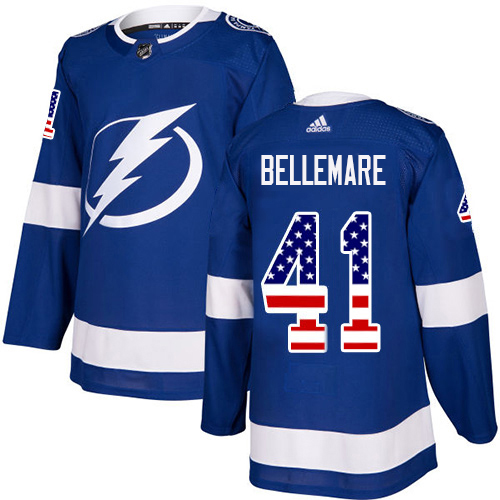 Adidas Lightning #41 Pierre-Edouard Bellemare Blue Home Authentic USA Flag Stitched Youth NHL Jersey