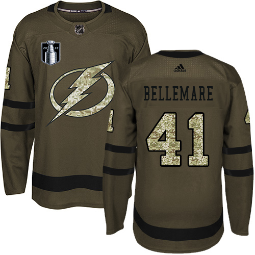 Adidas Lightning #41 Pierre-Edouard Bellemare Green 2022 Stanley Cup Final Patch Salute to Service Stitched Youth NHL Jersey