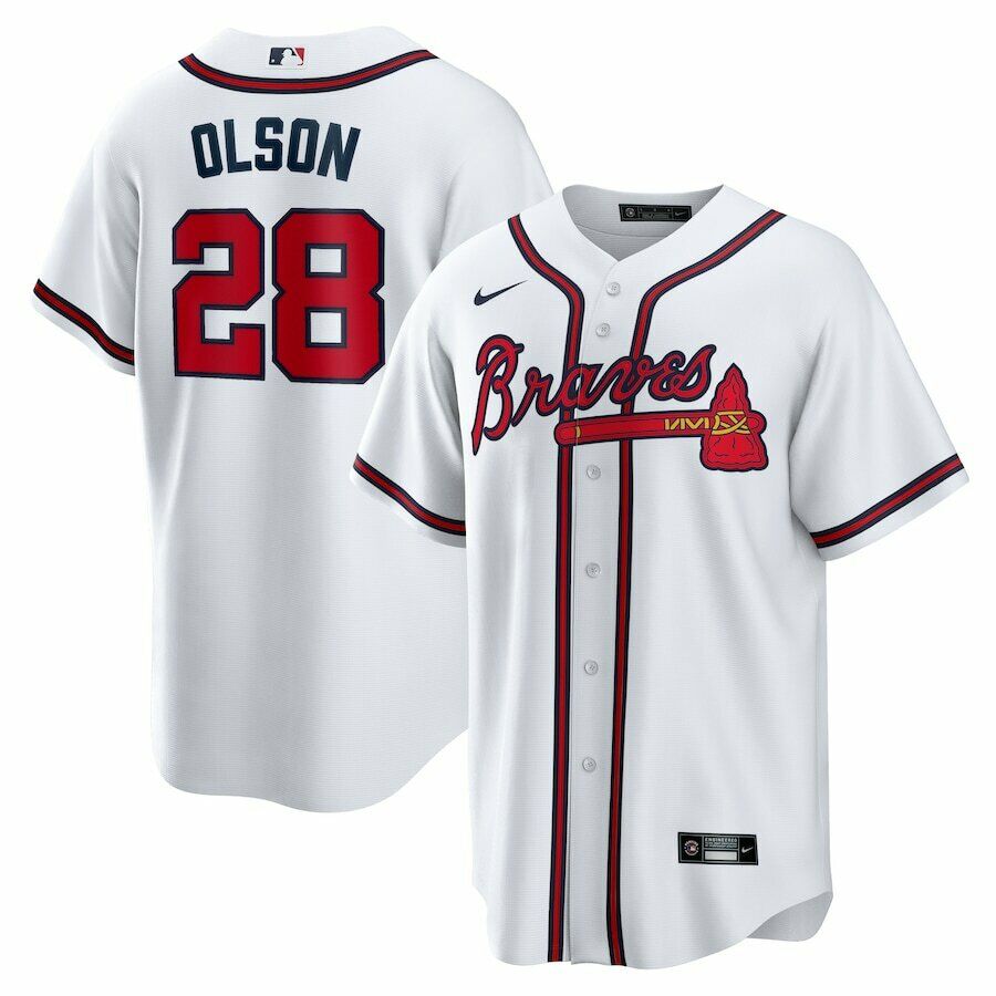 Atlanta Braves #28 Matt Olson Nike Youth White Home Official MLB Player Jersey