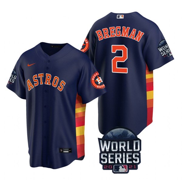 Houston Astros #2 Alex Bregman Youth Nike 150th Anniversary 2021 World Series Authentic MLB Jersey - Navy