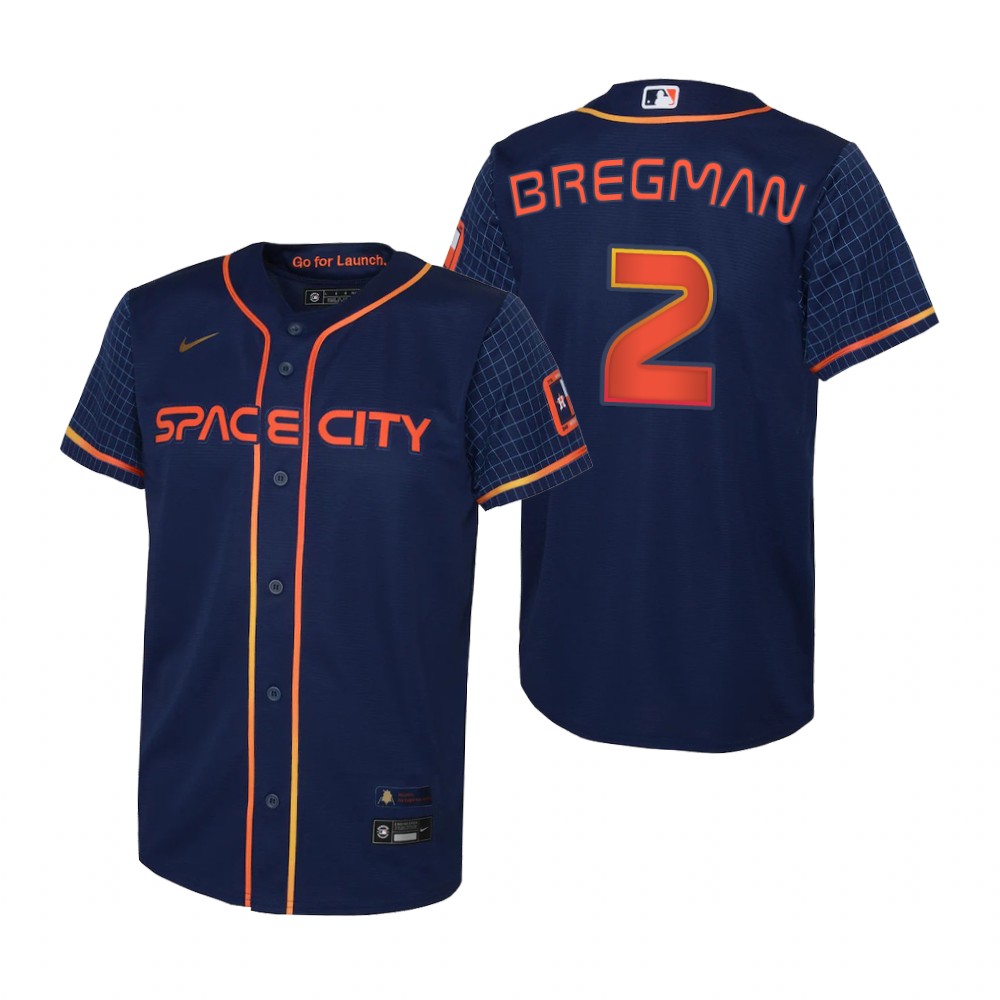 Houston Astros #2 Alex Bregman Navy Youth Nike 2022 City Connect Replica MLB Jersey