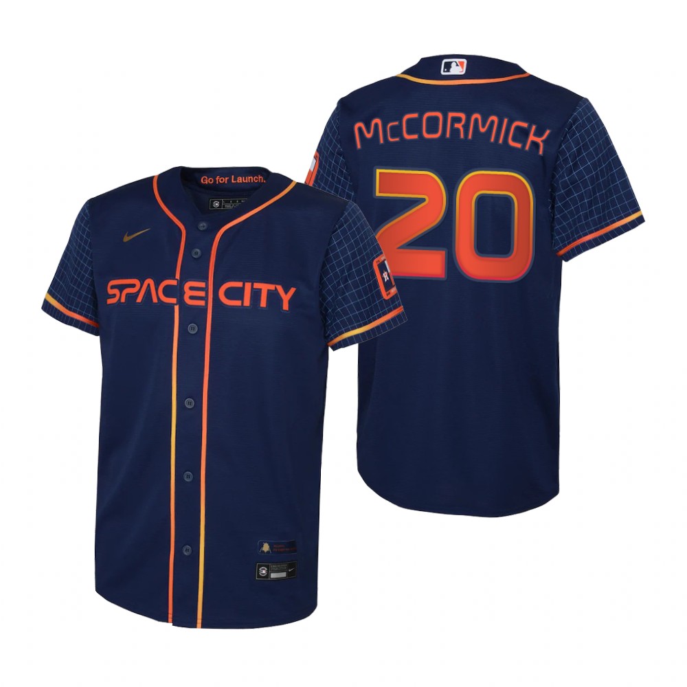 Houston Astros #20 Chas McCormick Navy Youth Nike 2022 City Connect Replica MLB Jersey