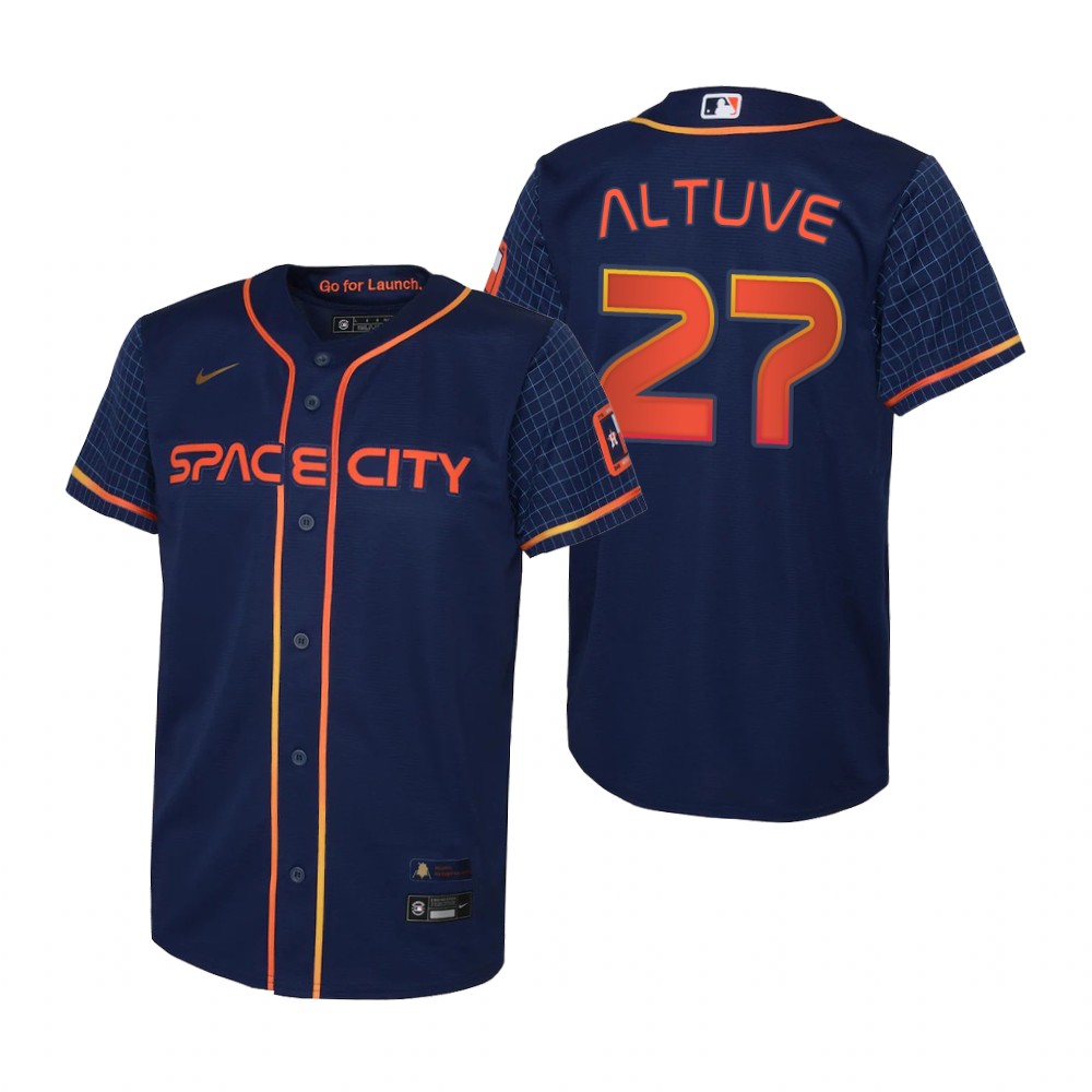 Houston Astros #27 Jose Altuve Navy Youth Nike 2022 City Connect Replica MLB Jersey