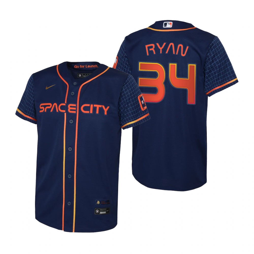 Houston Astros #34 Nolan Ryan Navy Youth Nike 2022 City Connect Replica MLB Jersey