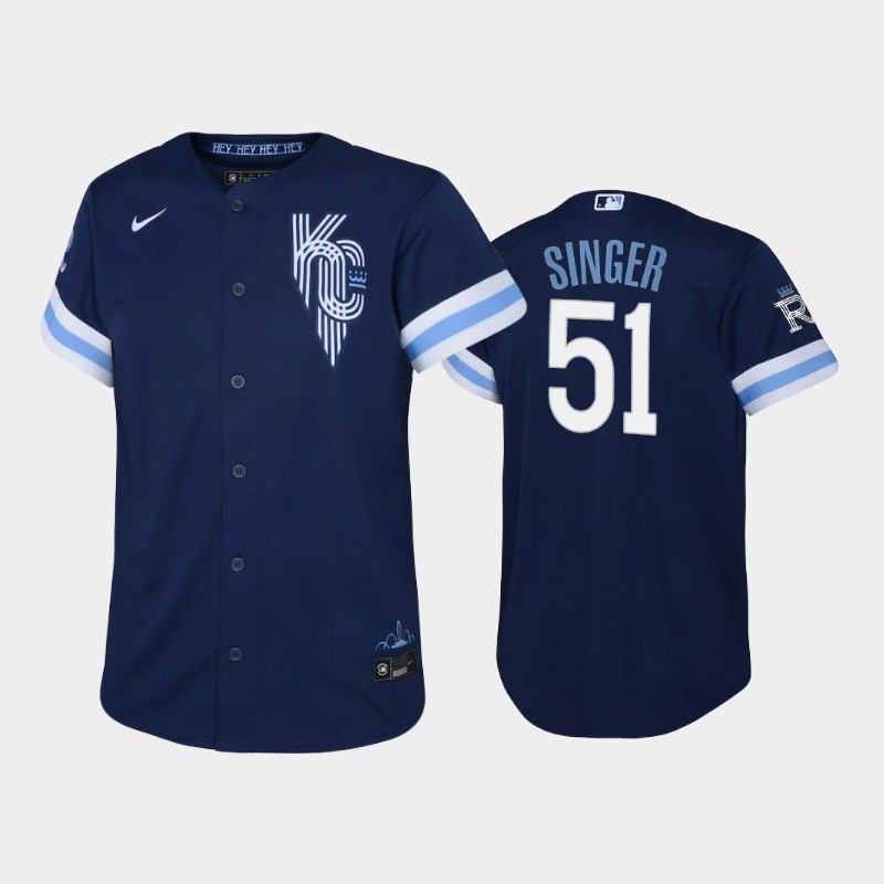 Kansas City Royals #51 Brady Singer Youth Replica 2022 City Connect Navy Jersey