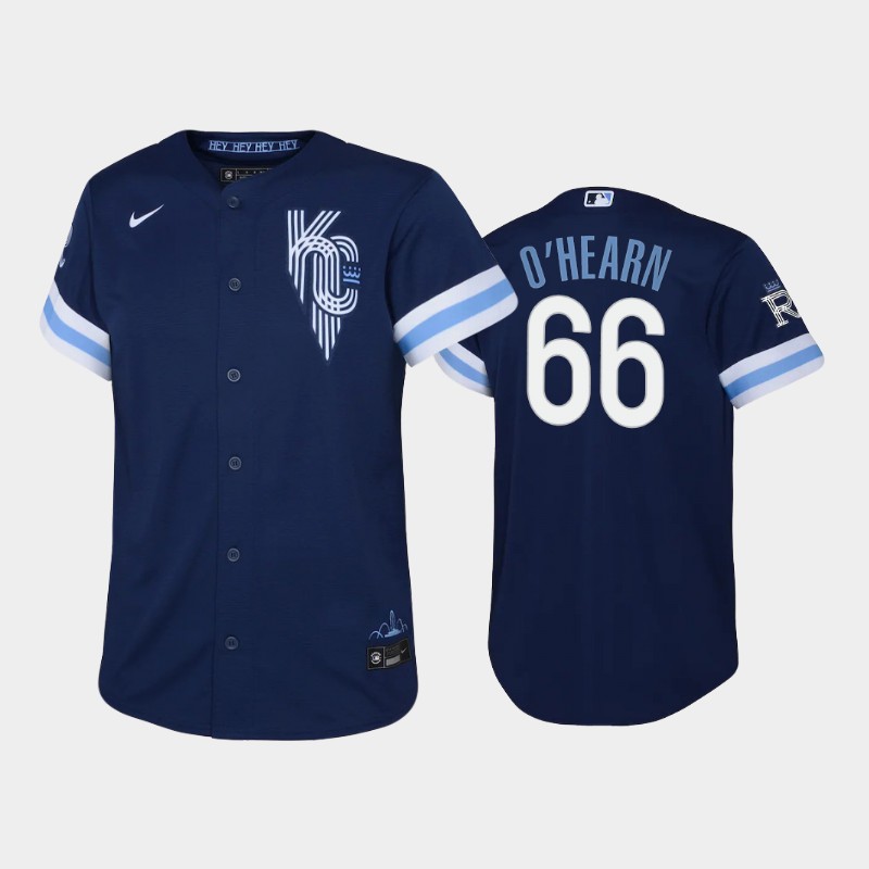 Kansas City Royals #66 Ryan O'Hearn Youth Replica 2022 City Connect Navy Jersey