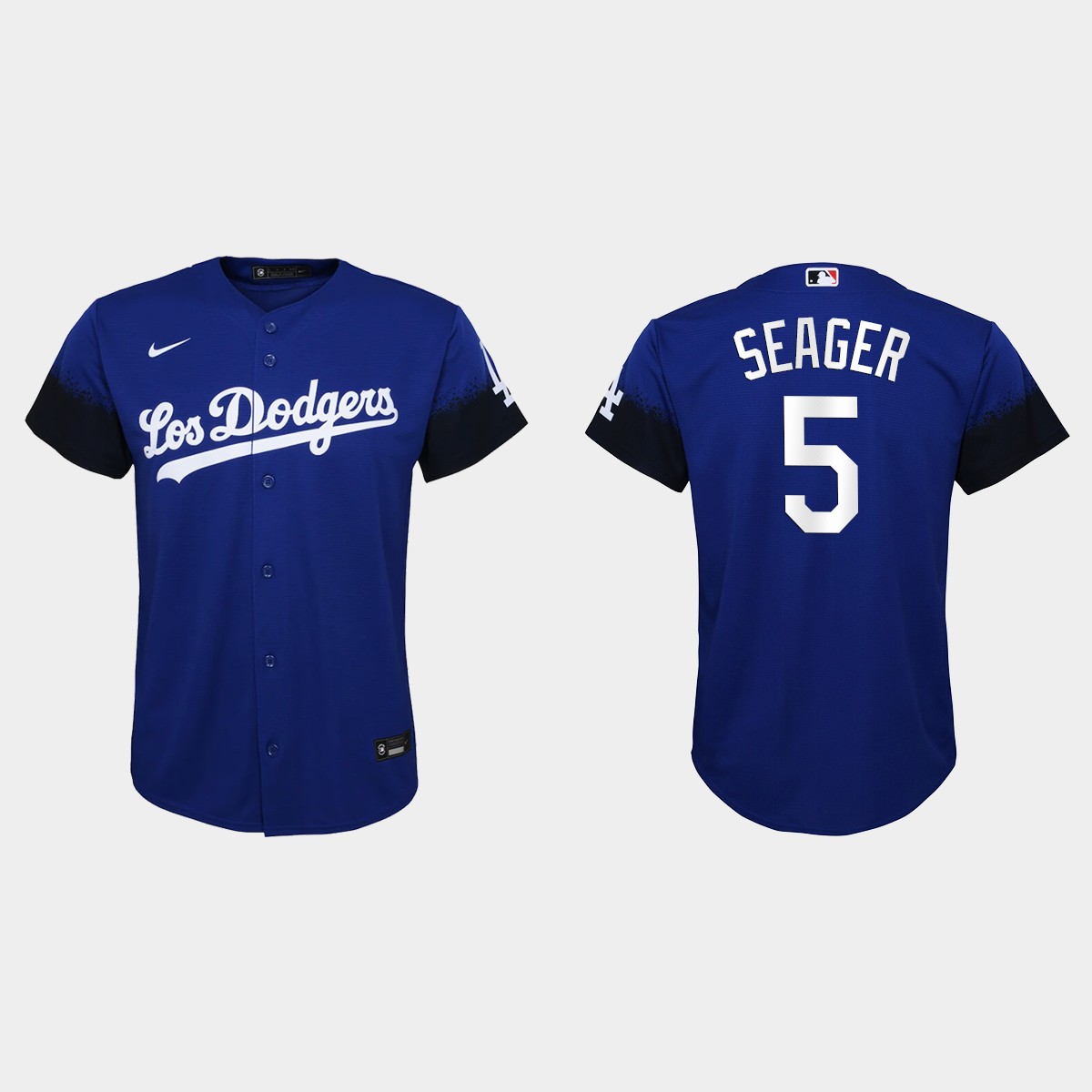 Los Angeles Dodgers #5 Corey Seager Nike Youth 2021 City Connect MLB Jersey Royal