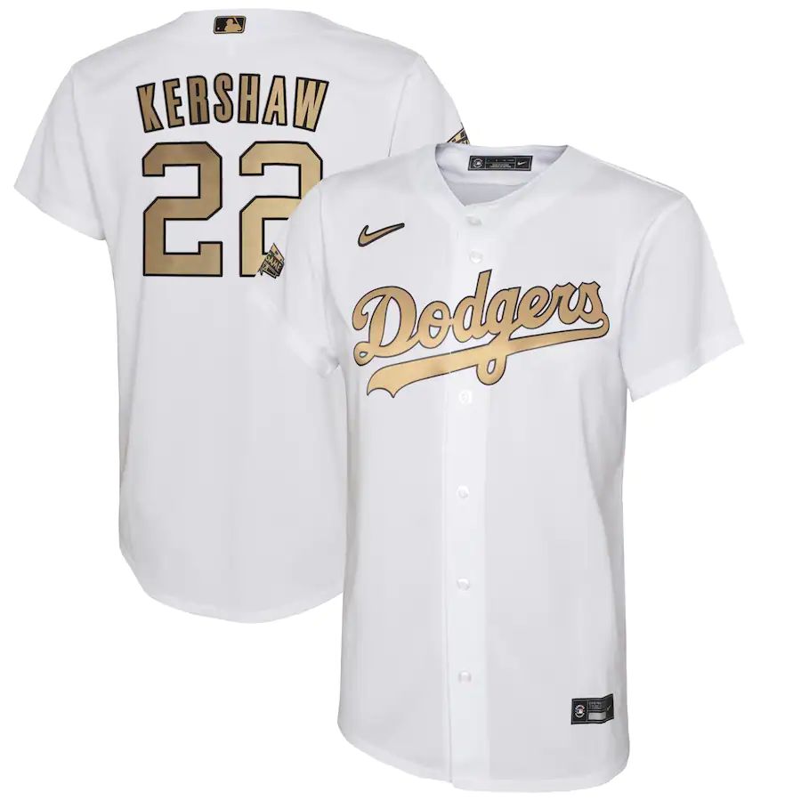 Los Angeles Dodgers #22 Clayton Kershaw Youth Nike White 2022 MLB All-Star Game Replica Player Jersey