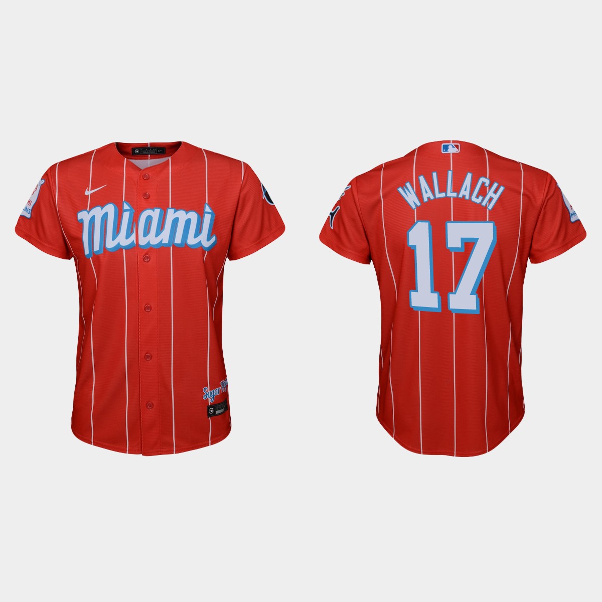 Miami Marlins #17 Chad Wallach Youth Nike 2021 City Connect Authentic MLB Jersey Red