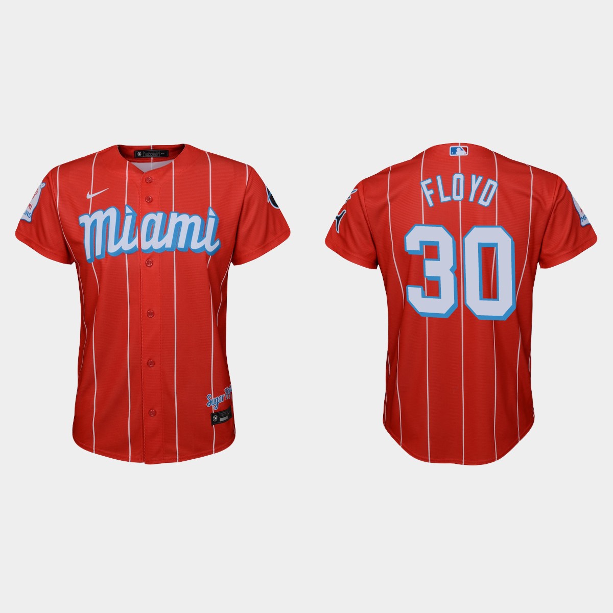 Miami Marlins #30 Cliff Floyd Youth Nike 2021 City Connect Authentic MLB Jersey Red