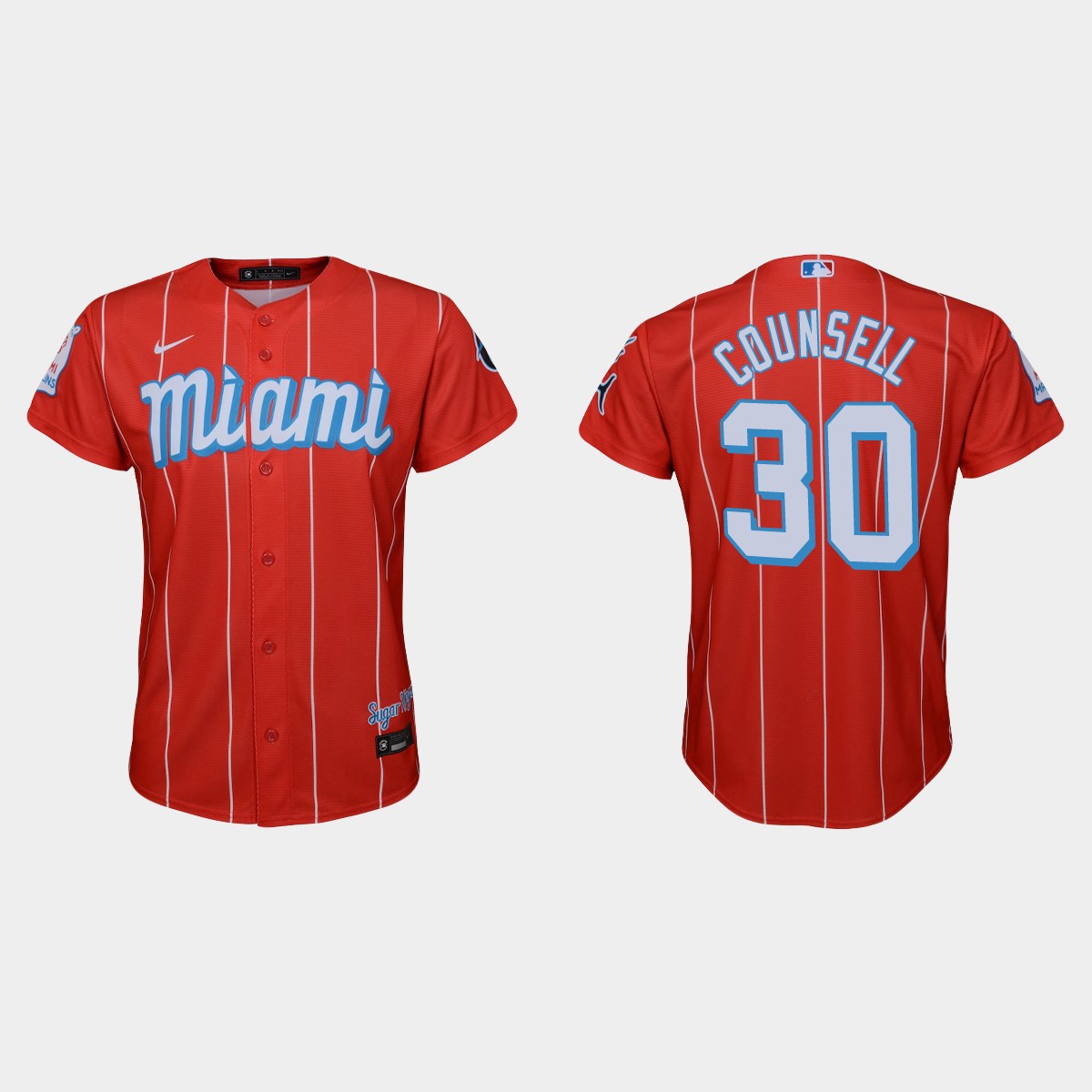 Miami Marlins #30 Craig Counsell Youth Nike 2021 City Connect Authentic MLB Jersey Red