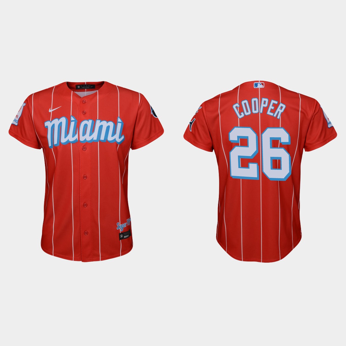 Miami Marlins #26 Garrett Cooper Youth Nike 2021 City Connect Authentic MLB Jersey Red