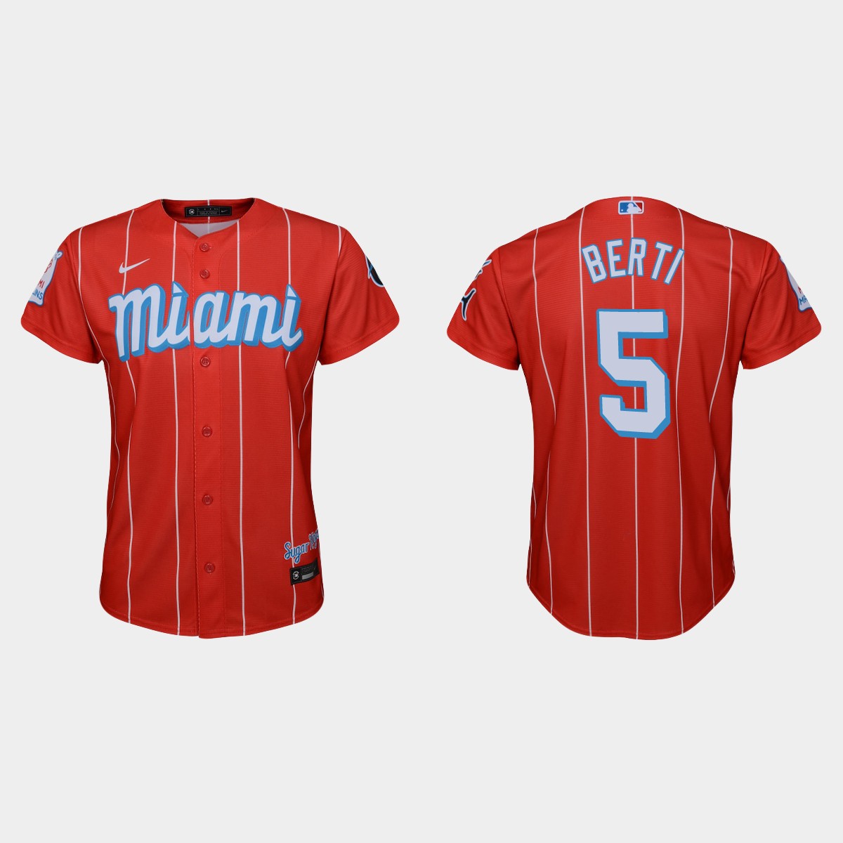 Miami Marlins #5 Jon Berti Youth Nike 2021 City Connect Authentic MLB Jersey Red