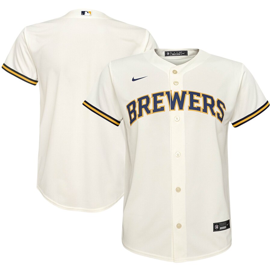 Milwaukee Brewers Nike Youth Home 2020 MLB Team Jersey Cream