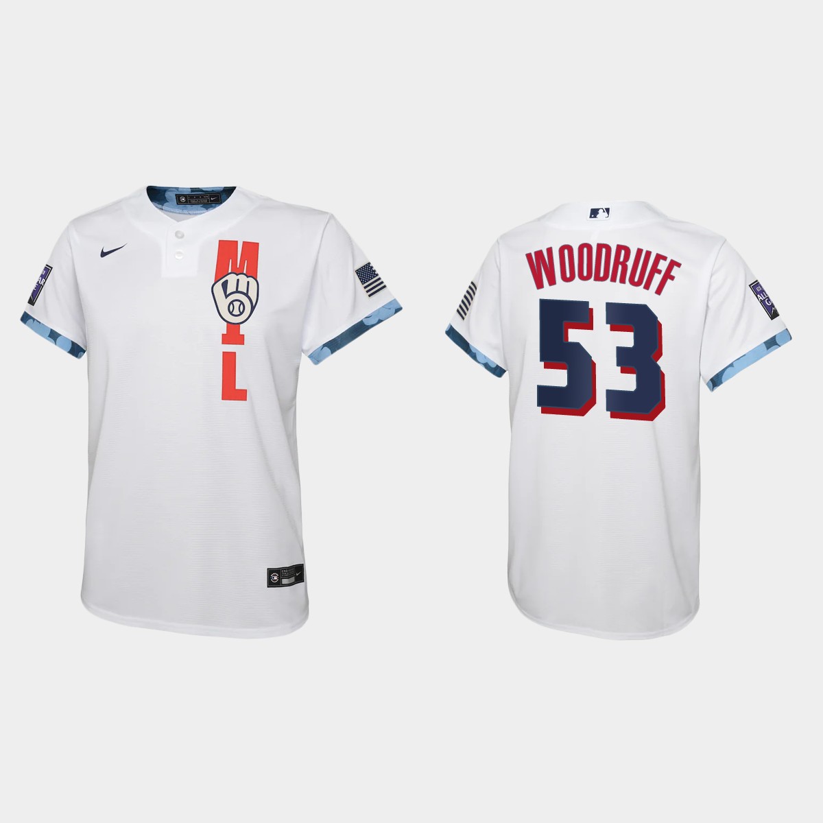 Milwaukee Brewers #53 Brandon Woodruff Youth 2021 Mlb All Star Game White Jersey