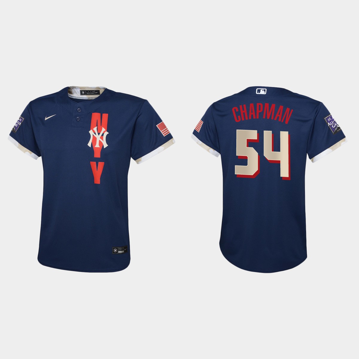 New York Yankees #54 Aroldis Chapman Youth 2021 Mlb All Star Game Navy Jersey