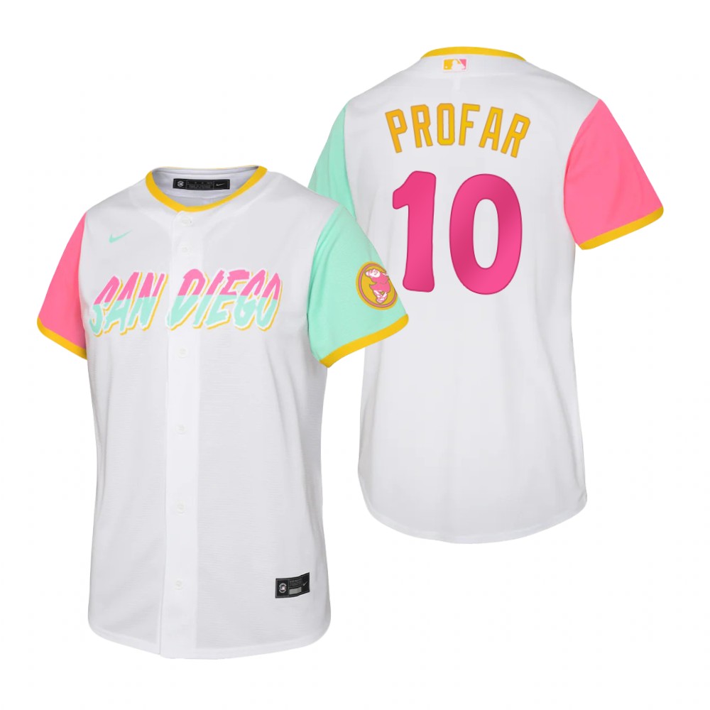 San Diego Padres #10 Jurickson Profar 2022 City Connect Youth Nike Games Jersey - White