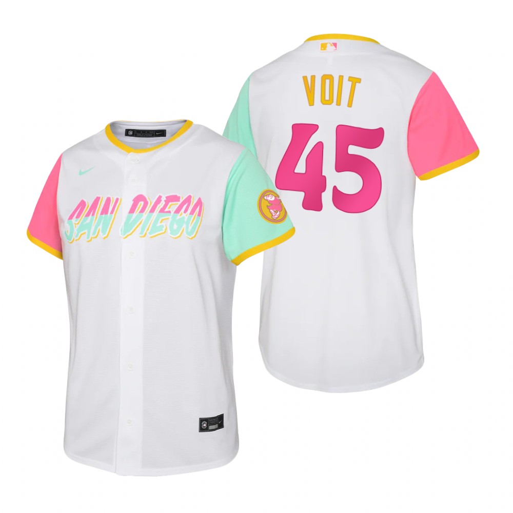 San Diego Padres #45 Luke Voit 2022 City Connect Youth Nike Games Jersey - White