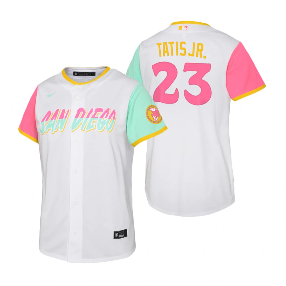 San Diego Padres #23 Fernando Tatis Jr. 2022 City Connect Youth Nike Games Jersey - White