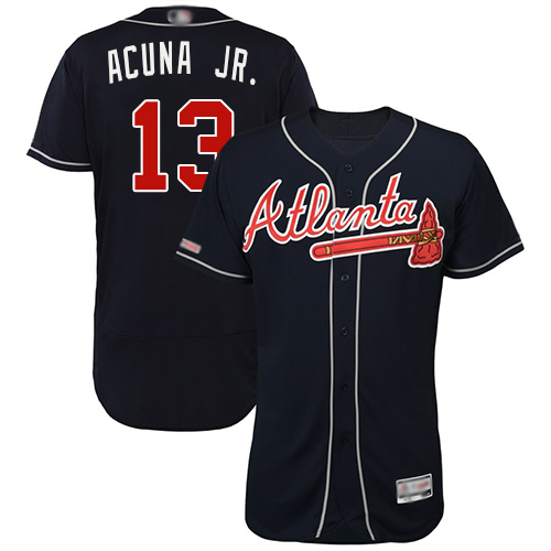 Braves #13 Ronald Acuna Jr. Navy Blue Flexbase Authentic Collection Stitched MLB Jersey