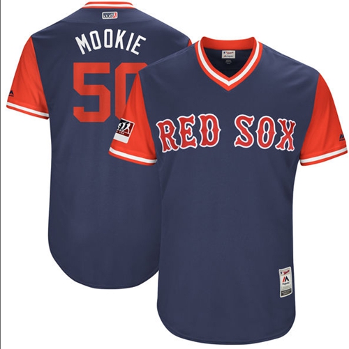 Red Sox #50 Mookie Betts Navy 