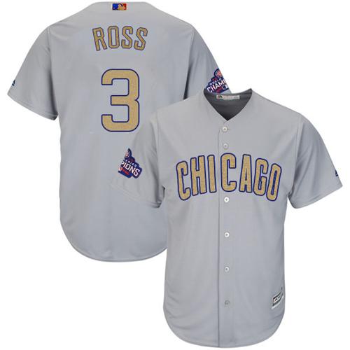 Cubs #3 David Ross Grey 2017 Gold Program Cool Base Stitched MLB Jersey