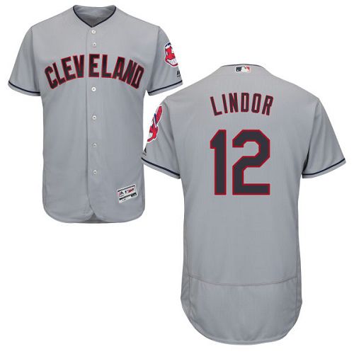 Guardians #12 Francisco Lindor Grey Flexbase Authentic Collection Stitched MLB Jersey