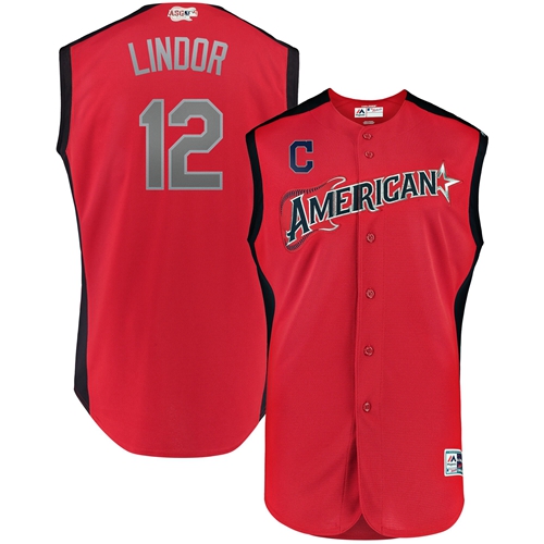 Guardians #12 Francisco Lindor Red 2019 All-Star American League Stitched MLB Jersey