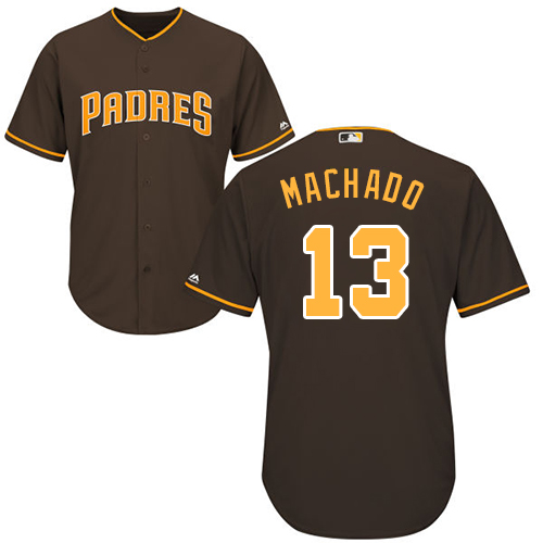 Padres #13 Manny Machado Brown New Cool Base Stitched MLB Jersey