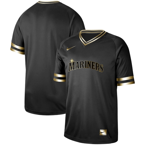 Nike Mariners Blank Black Gold Authentic Stitched MLB Jersey