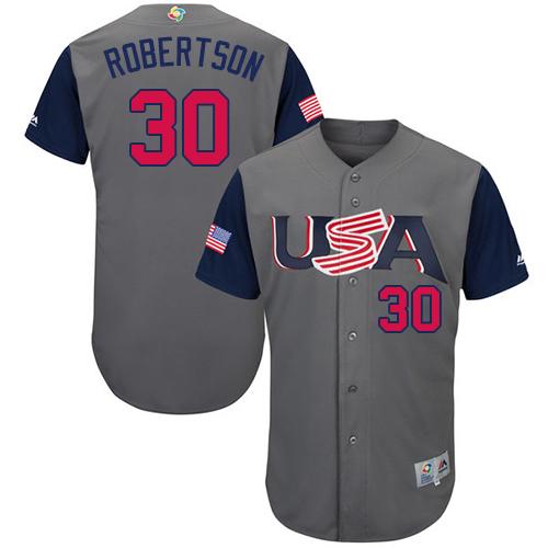 Team USA #30 David Robertson Gray 2017 World MLB Classic Authentic Stitched MLB Jersey