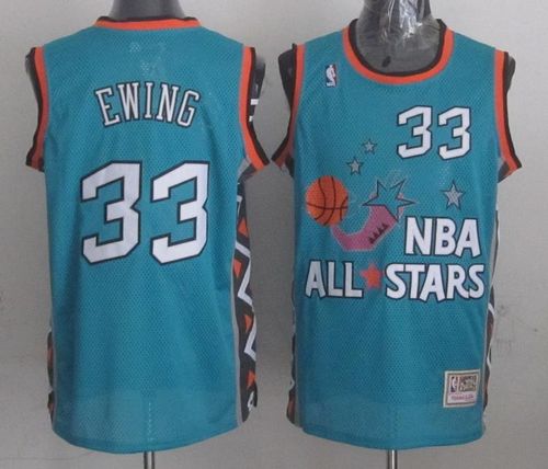 Mitchell And Ness Knicks #33 Patrick Ewing Light Blue 1996 All-Star Stitched NBA Jersey